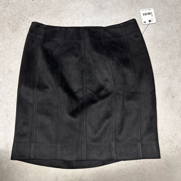 NWT Free People Ava's Vegan Mini Skirt Black Suede Ruched Side Size 4 - Picture 5 of 7